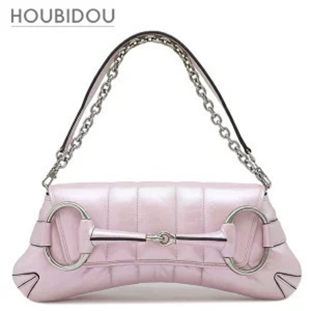 Gucci Shoulder Bag Horsebit Chain Leather Pink Aurora